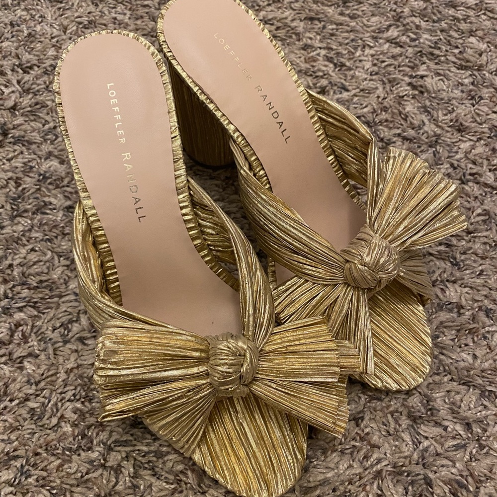 Loeffler Randall Gold Bow Heels